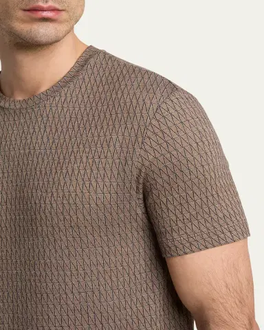 Giorgio Armani Men's Box-Jacquard Viscose Stretch Crewneck T-Shirt | Thumbnail 5