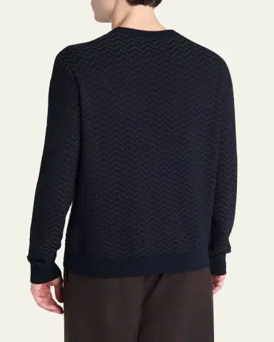 Giorgio Armani Men's Bicolor Chevron Crewneck Sweater | Thumbnail 3 Giorgio Armani Men's Bicolor Chevron Crewneck Sweater | Thumbnail 3