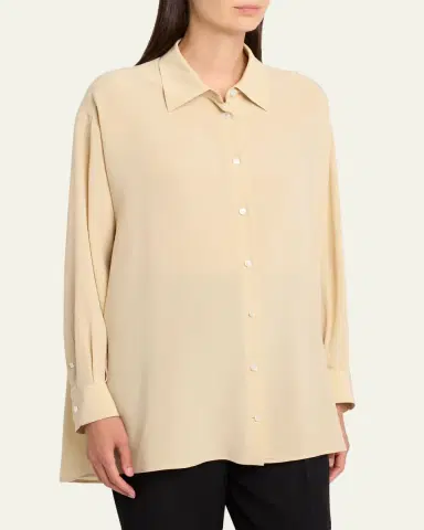 THE ROW Luka Oversized Silk Button-Down Shirt | Thumbnail 4