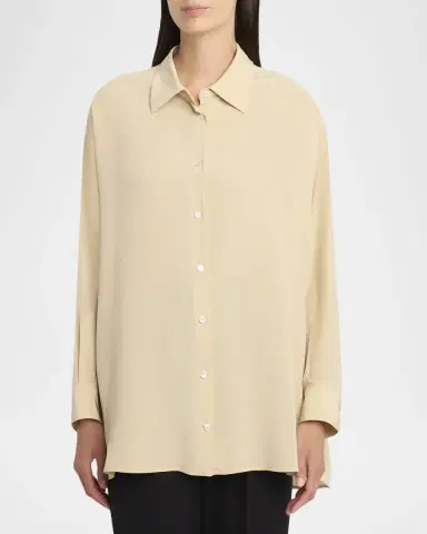 THE ROW Luka Oversized Silk Button-Down Shirt | Thumbnail 8