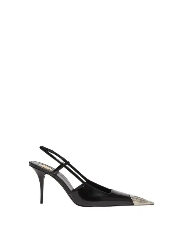 Saint Laurent 90mm Jeanne Leather Slingback Pumps
