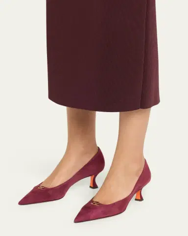 Santoni 55mm Suede Buckle Mid-Heel Pumps | Thumbnail 2