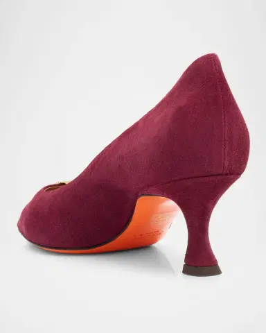 Santoni 55mm Suede Buckle Mid-Heel Pumps | Thumbnail 6