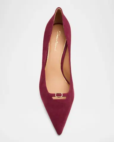 Santoni 55mm Suede Buckle Mid-Heel Pumps | Thumbnail 8