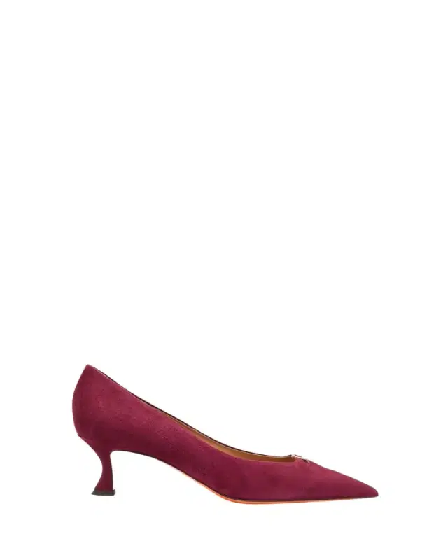 Santoni 55mm Suede Buckle Mid-Heel Pumps
