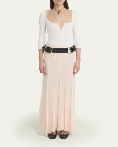 Chloé Lace-Trim Ribbed Button Top | Thumbnail 2 Chloé Lace-Trim Ribbed Button Top | Thumbnail 2