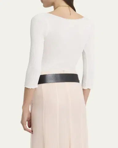 Chloé Lace-Trim Ribbed Button Top | Thumbnail 3 Chloé Lace-Trim Ribbed Button Top | Thumbnail 3