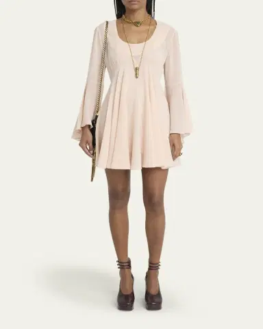 Chloé Silk Georgette Flare-Sleeve Mini Dress | Thumbnail 2 Chloé Silk Georgette Flare-Sleeve Mini Dress | Thumbnail 2