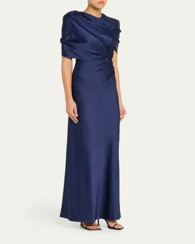 Stella McCartney Draped Capelet Satin Gown | Thumbnail 4