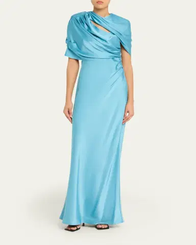 Stella McCartney Draped Capelet Satin Gown | Thumbnail 6