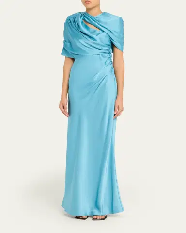 Stella McCartney Draped Capelet Satin Gown | Thumbnail 8