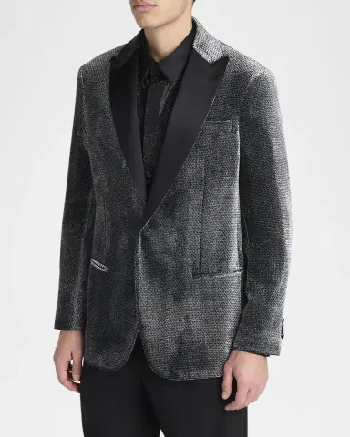 Giorgio Armani Men 's Velvet-Effect Peak Lapel Dinner Jacket | Thumbnail 3 Giorgio Armani Men 's Velvet-Effect Peak Lapel Dinner Jacket | Thumbnail 3