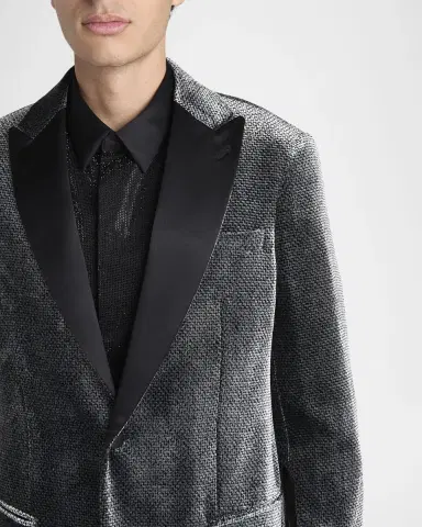 Giorgio Armani Men 's Velvet-Effect Peak Lapel Dinner Jacket | Thumbnail 4 Giorgio Armani Men 's Velvet-Effect Peak Lapel Dinner Jacket | Thumbnail 4