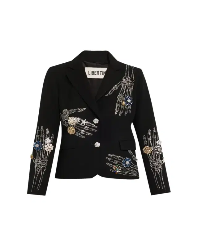 Buried Treasure Embellished Single-Breasted Short Blazer