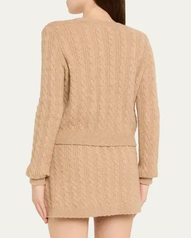LoveShackFancy Eugenie Cable-Knit Wool Cashmere Cardigan | Thumbnail 3 LoveShackFancy Eugenie Cable-Knit Wool Cashmere Cardigan | Thumbnail 3