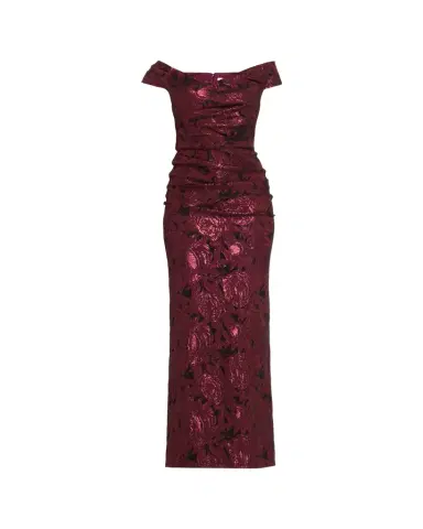 Rickie Freeman for Teri Jon Ruched Metallic Floral Jacquard Column Gown | Thumbnail 1