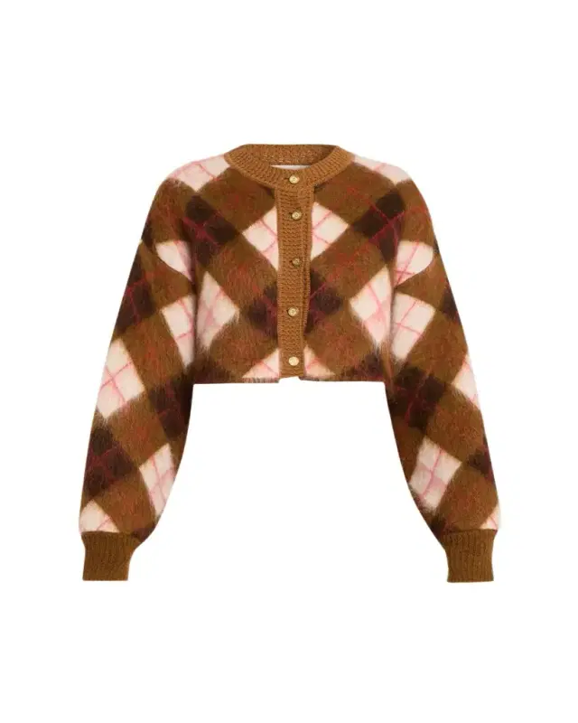 The Blane Argyle Mohair Crewneck Cardigan