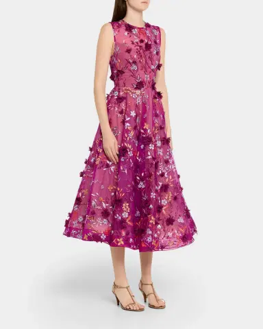 Bronx and Banco Saba Floral-Embroidered Sleeveless Midi Dress | Thumbnail 3 Bronx and Banco Saba Floral-Embroidered Sleeveless Midi Dress | Thumbnail 3