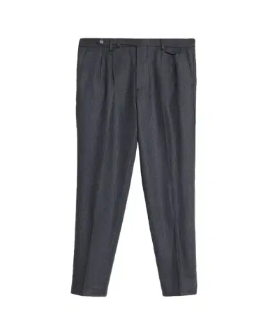 Brunello Cucinelli Men's Flannel Extended Waistband Double-Pleated Pants | Thumbnail 1 Brunello Cucinelli Men's Flannel Extended Waistband Double-Pleated Pants | Thumbnail 1