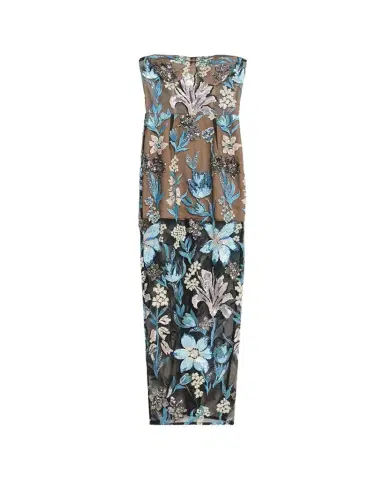 Bronx and Banco Dahlia Strapless Sequined Floral Tulle Gown | Thumbnail 1