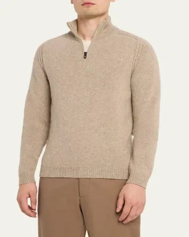 Sease Men's Cashmere Mouline Half-Zip Sweater | Thumbnail 4 Sease Men's Cashmere Mouline Half-Zip Sweater | Thumbnail 4