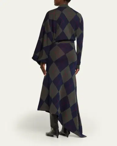A.W.A.K.E. MODE Argyle Asymmetric Knit Dress | Thumbnail 3