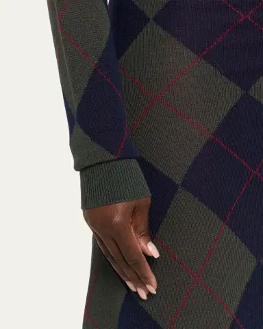 A.W.A.K.E. MODE Argyle Asymmetric Knit Dress | Thumbnail 5