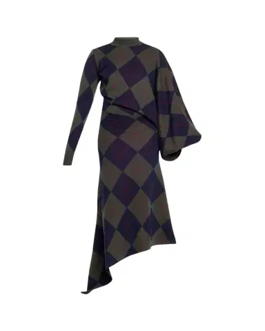 A.W.A.K.E. MODE Argyle Asymmetric Knit Dress | Thumbnail 1