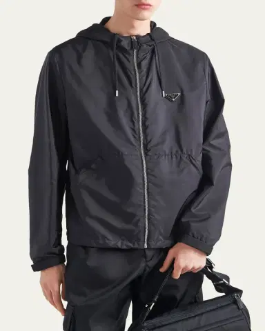 Prada Men's Re-Nylon Full-Zip Hooded Jacket | Thumbnail 2 Prada Men's Re-Nylon Full-Zip Hooded Jacket | Thumbnail 2
