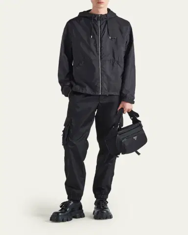 Prada Men's Re-Nylon Full-Zip Hooded Jacket | Thumbnail 4 Prada Men's Re-Nylon Full-Zip Hooded Jacket | Thumbnail 4