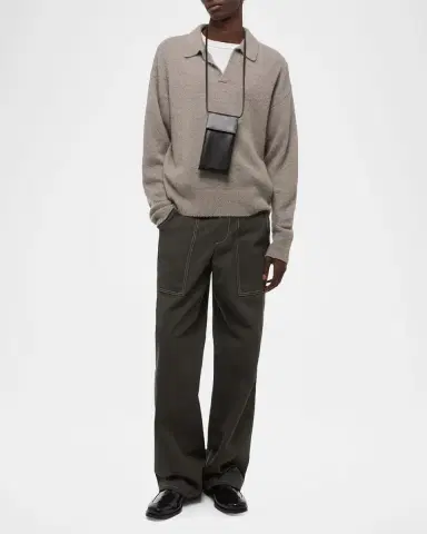 Helmut Lang Men's Brushed Polo Sweater | Thumbnail 6