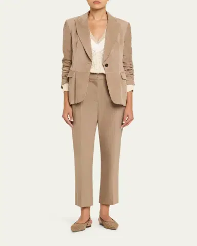 Brunello Cucinelli Stretch Cotton Gabardine Crop Cigarette Pants | Thumbnail 2 Brunello Cucinelli Stretch Cotton Gabardine Crop Cigarette Pants | Thumbnail 2