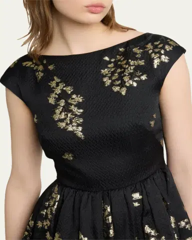 Erdem Floral Brocade Cap-Sleeve Midi Dress | Thumbnail 5
