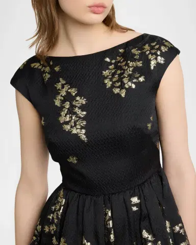 Erdem Floral Brocade Cap-Sleeve Midi Dress | Thumbnail 9
