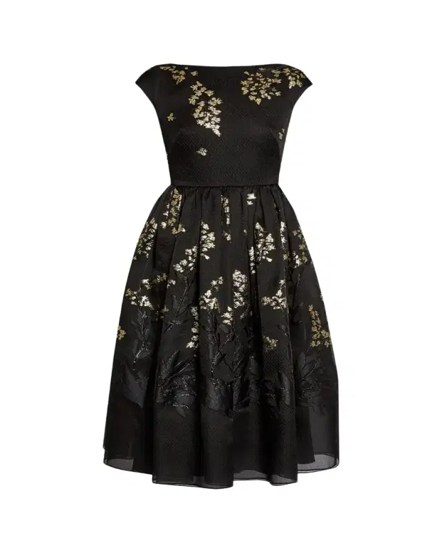 Erdem Floral Brocade Cap-Sleeve Midi Dress