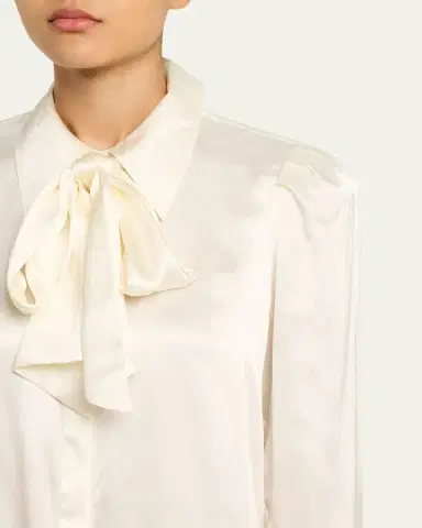 L'Agence Honey Tie-Neck Silk Blouse | Thumbnail 5 L'Agence Honey Tie-Neck Silk Blouse | Thumbnail 5