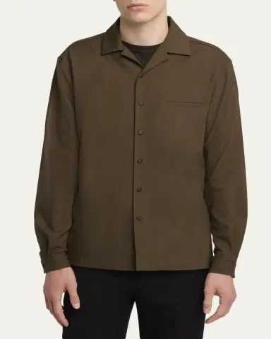 The Row Men's Kanta Wool Notch-Collar Button-Down Shirt | Thumbnail 4 The Row Men's Kanta Wool Notch-Collar Button-Down Shirt | Thumbnail 4