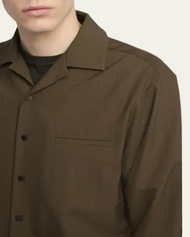The Row Men's Kanta Wool Notch-Collar Button-Down Shirt | Thumbnail 5 The Row Men's Kanta Wool Notch-Collar Button-Down Shirt | Thumbnail 5