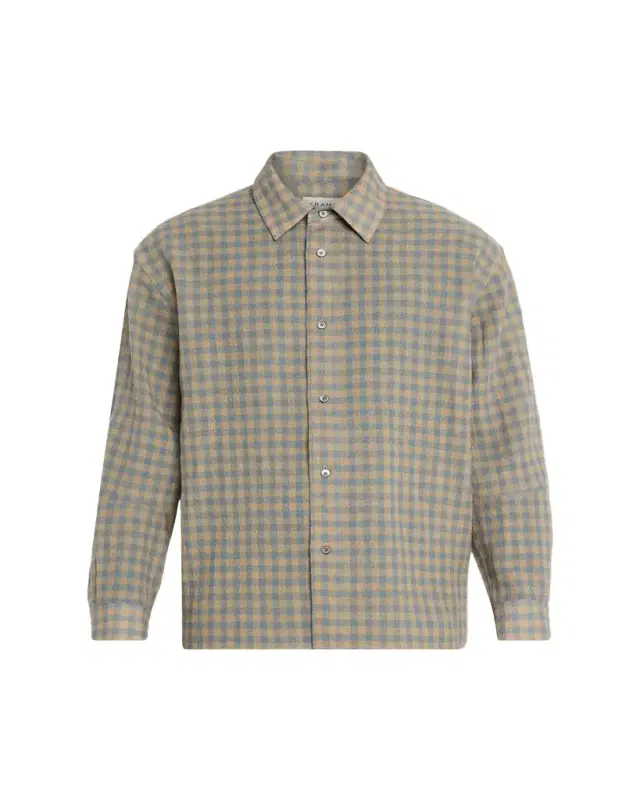 Men's Lightweight Wool Plaid Button-Down Shirt