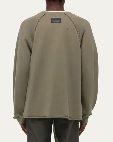 Helmut Lang Men's Destroyed Cotton Crewneck Sweatshirt | Thumbnail 3