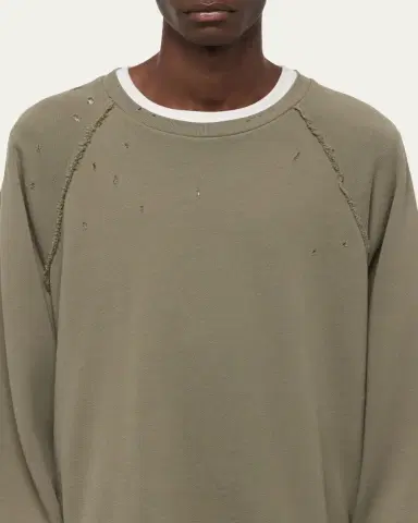 Helmut Lang Men's Destroyed Cotton Crewneck Sweatshirt | Thumbnail 5