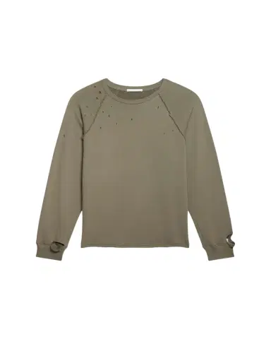 Helmut Lang Men's Destroyed Cotton Crewneck Sweatshirt | Thumbnail 1