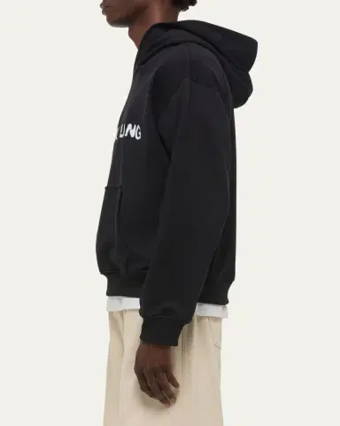 Helmut Lang Men's Relaxed-Fit Stencil Cotton Hoodie | Thumbnail 4