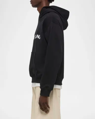 Helmut Lang Men's Relaxed-Fit Stencil Cotton Hoodie | Thumbnail 8