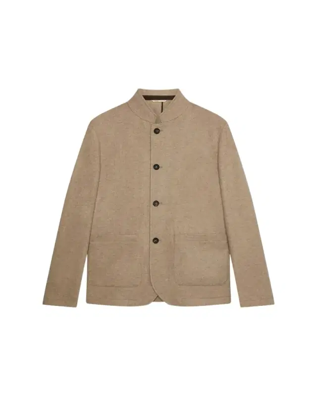 Men's Cashmere Stand Collar Four-Button Chore Jacket