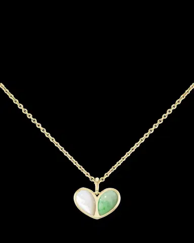 GEMELLA JEWELS 18K Yellow Gold Sweetheart Mother of Pearl and Jade Necklace | Thumbnail 2