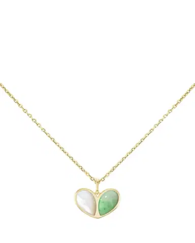 GEMELLA JEWELS 18K Yellow Gold Sweetheart Mother of Pearl and Jade Necklace | Thumbnail 1