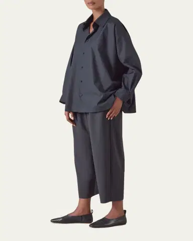 Eskandar Angle-To-Front Side Seam Shirt With Collar (Long Length) | Thumbnail 2 Eskandar Angle-To-Front Side Seam Shirt With Collar (Long Length) | Thumbnail 2