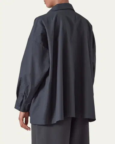 Eskandar Angle-To-Front Side Seam Shirt With Collar (Long Length) | Thumbnail 3 Eskandar Angle-To-Front Side Seam Shirt With Collar (Long Length) | Thumbnail 3