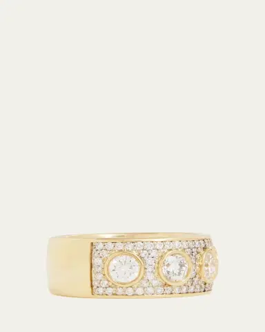 Jamie Wolf 18K Yellow & White Gold Bezel-Set & Pave Diamond Band | Thumbnail 3 Jamie Wolf 18K Yellow & White Gold Bezel-Set & Pave Diamond Band | Thumbnail 3